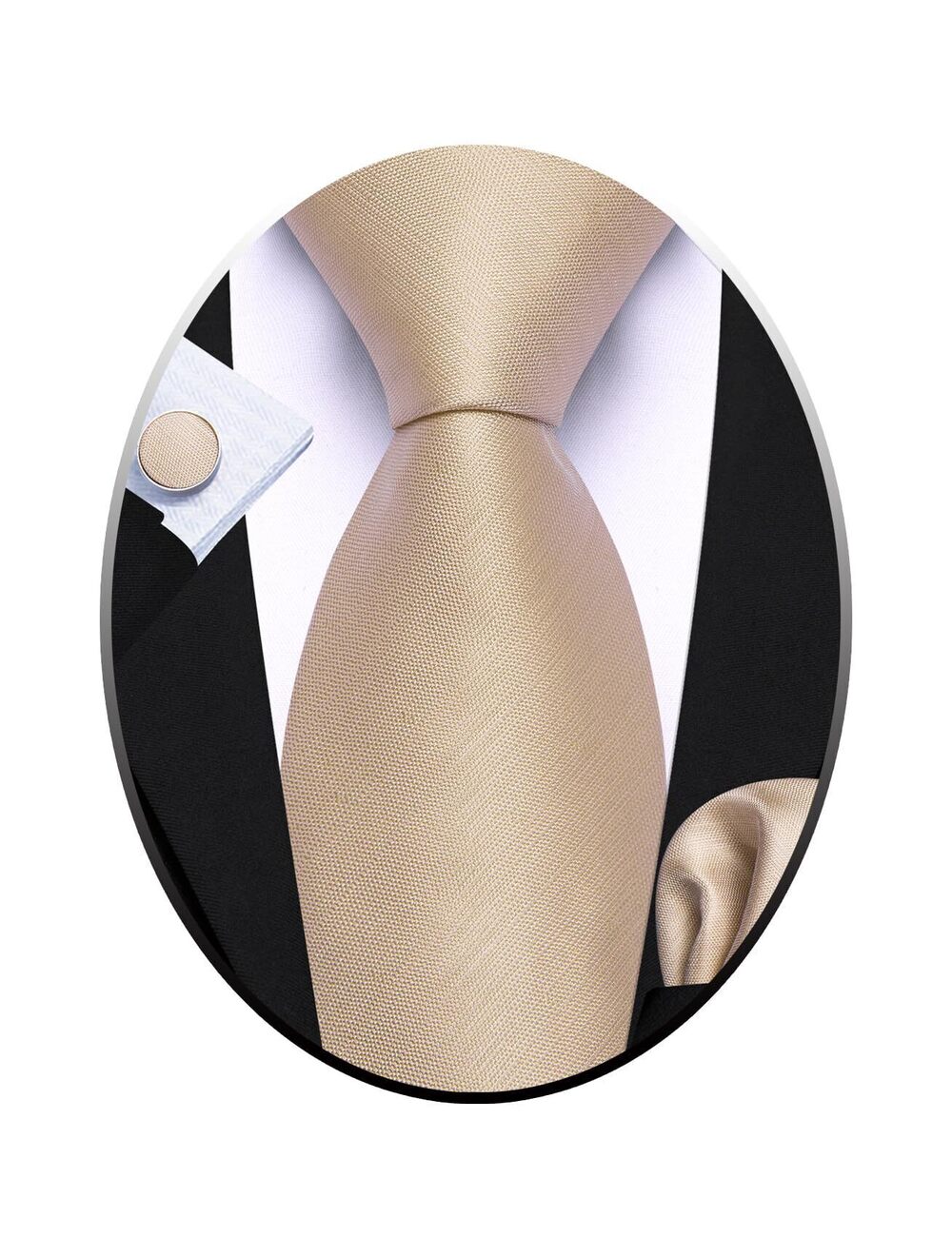 9383 Champagne Tie Sets Plain Silk Ties Extra Long Stain Necktie Wedding